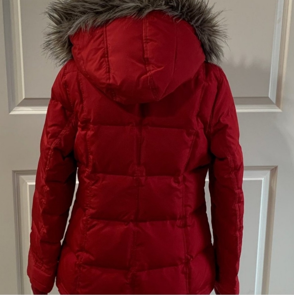 Red Ruff Hewn Hooded Parka With Fur Trim - Picture 14 of 15